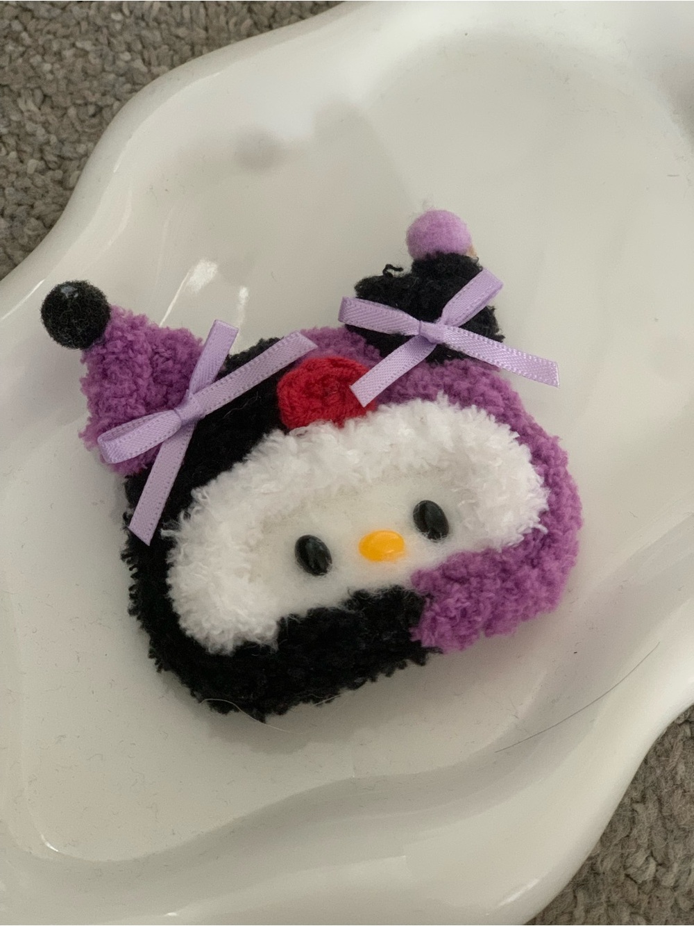 Cute Handmade Purple Plush Hair Clip